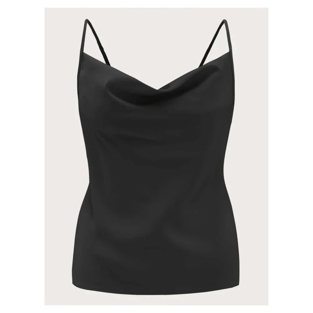 Solid color draped front cami top - Picture 3 of 3